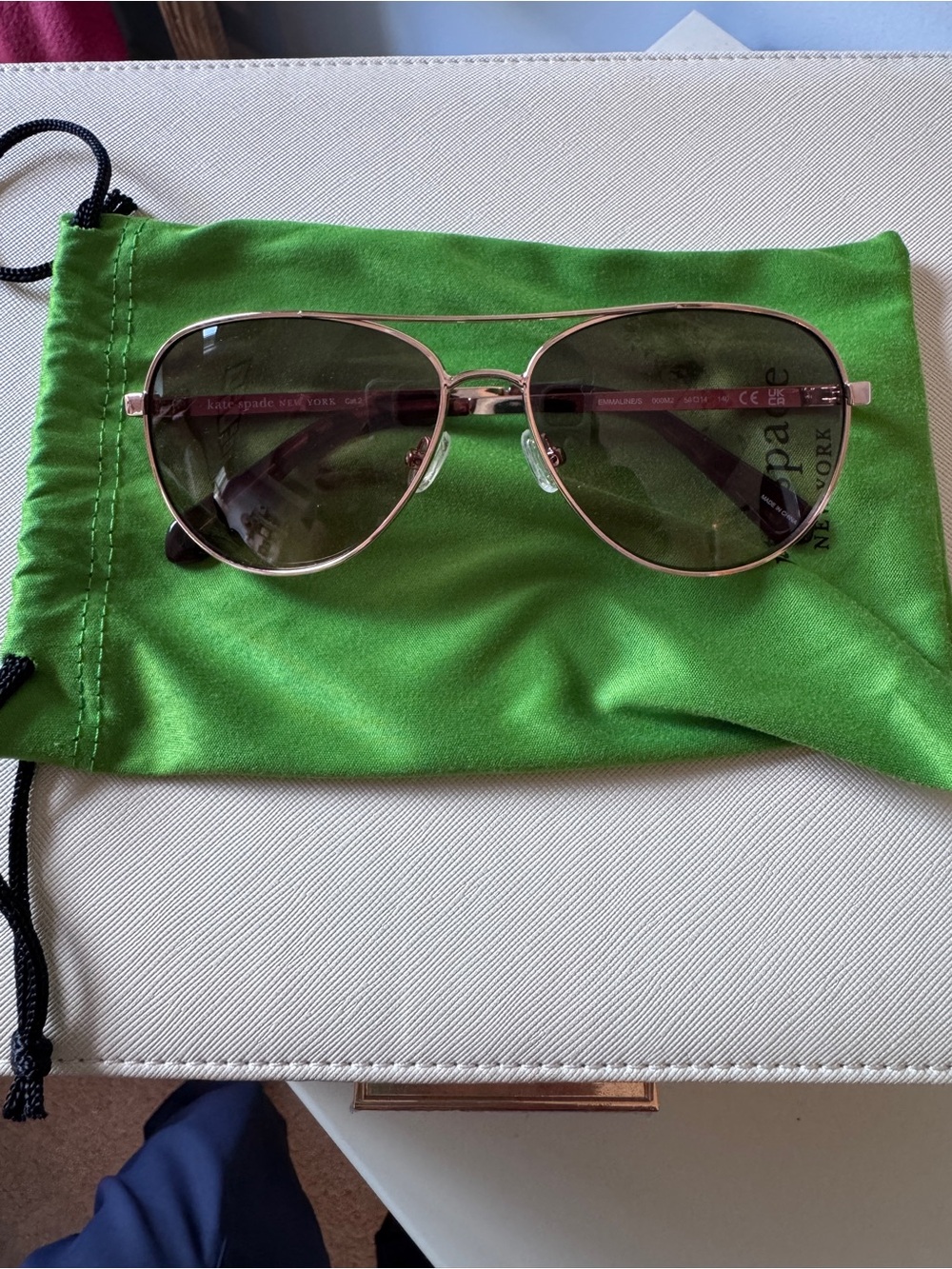 kate spade Rose Gold Aviator Sunglasses with Pink Lenses